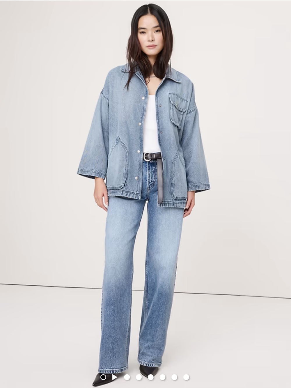 Banana Republic Washed Cotton Chore Jacket in Light Wash Denim